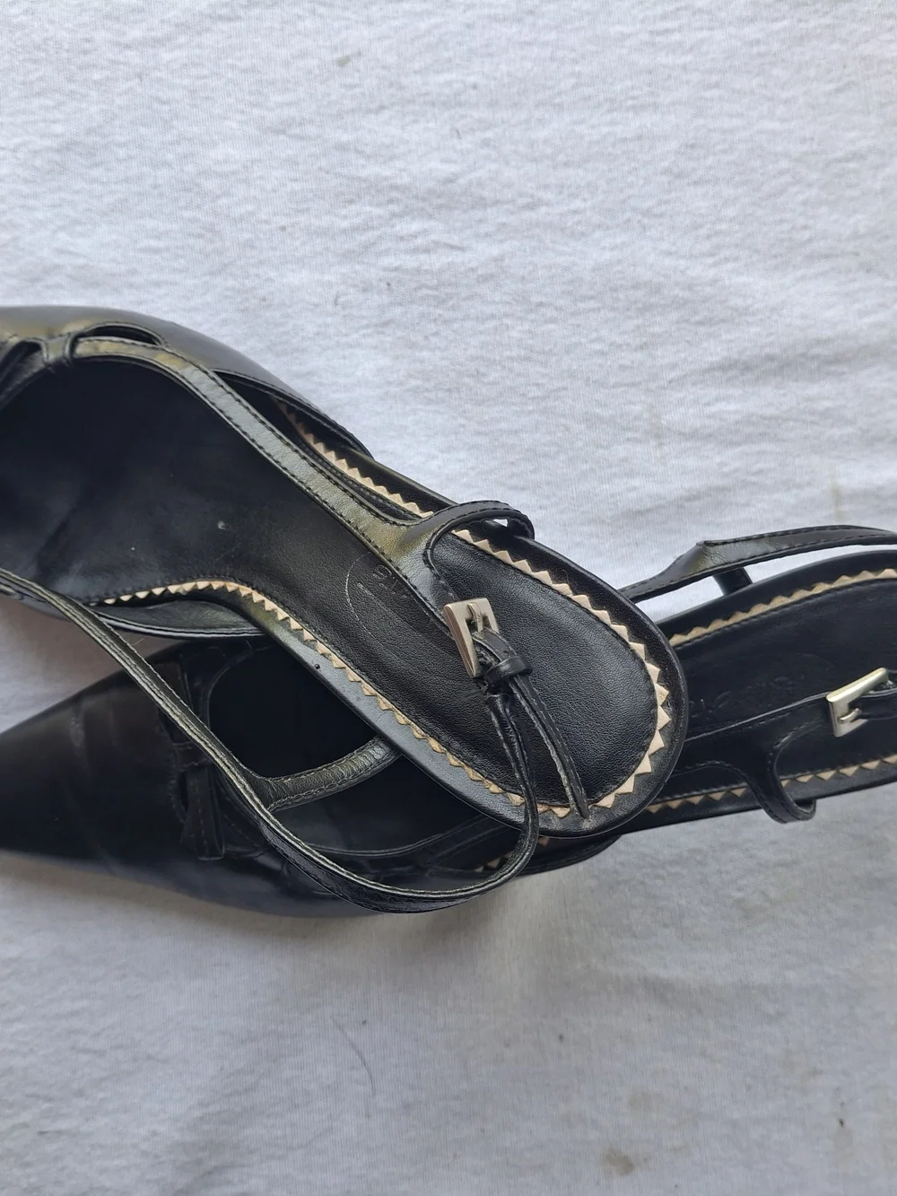 Talbots Black Slingback Heels with Bow Accent